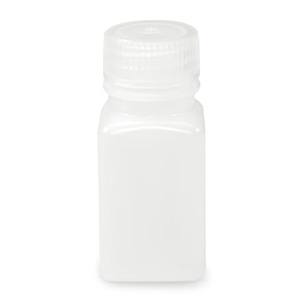 Globe Scientific Diamond RealSeal Bottle, Wide Mouth, Square, HDPE with PP Closure, 60mL, 12PK 7180060